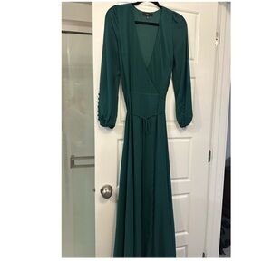 Lulu's Teal Long Sleeve Wrap Dress
